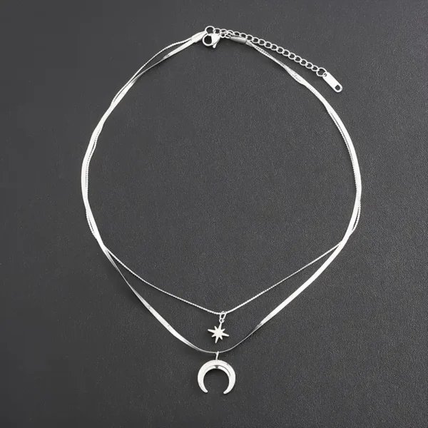 Collar doble de luna y estrella - Imagen 4