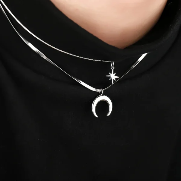 Collar doble de luna y estrella - Imagen 6
