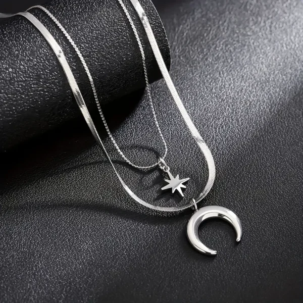Collar doble de luna y estrella - Imagen 2