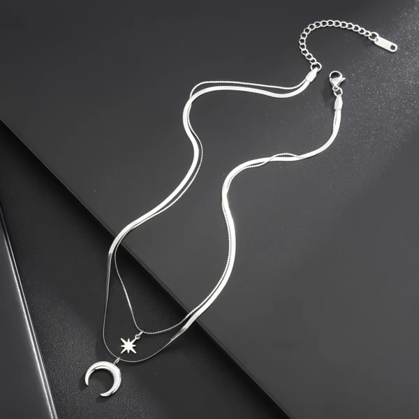 Collar doble de luna y estrella - Imagen 3