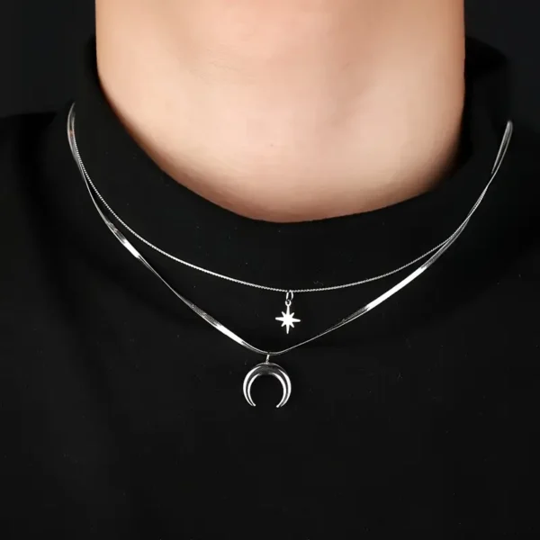 Collar doble de luna y estrella - Imagen 5